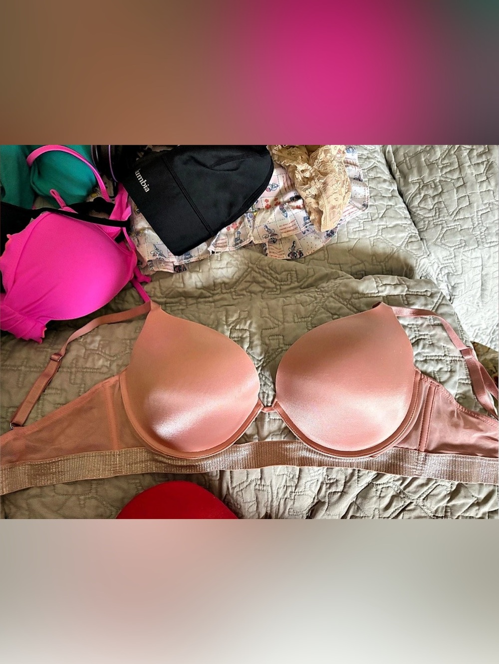 Victoria's Secret Very Sexy Logo Shine Strap Push-Up Bra Pink 36D/80